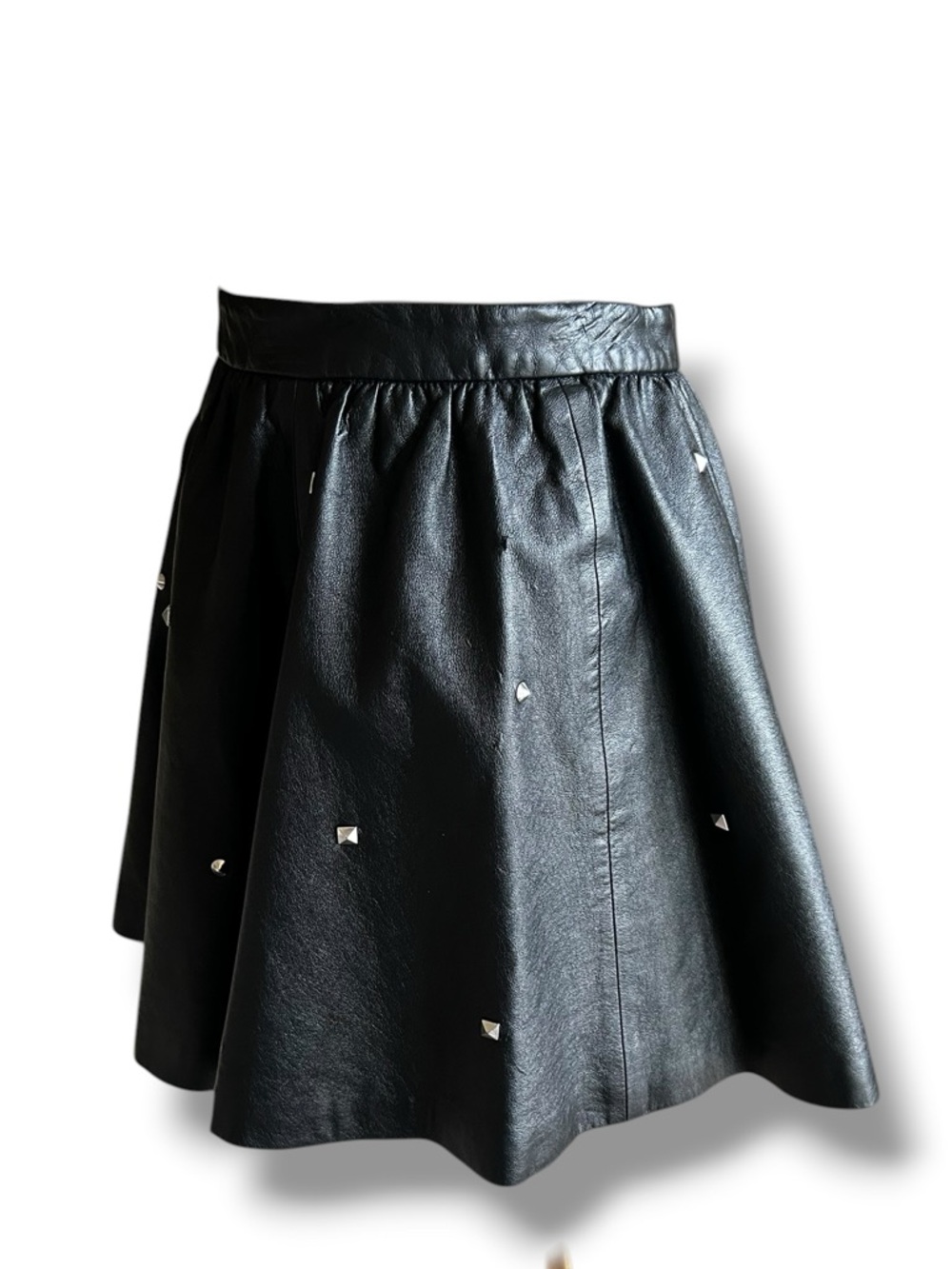 DIVIDED Faux Leather Studded Skater Skirt BLACK - Picture 6 of 10